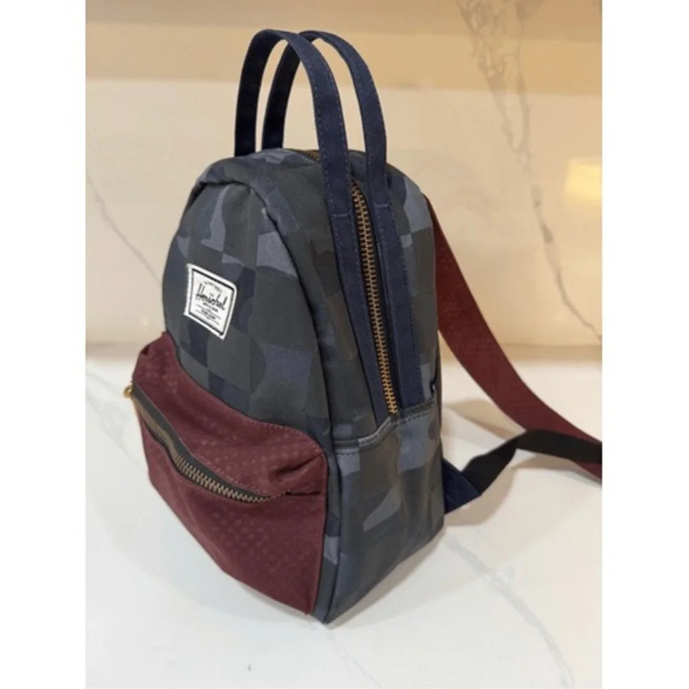 Herschel Nova Mini Backpack Checkerboard Camo Blue Burgundy Small Unisex